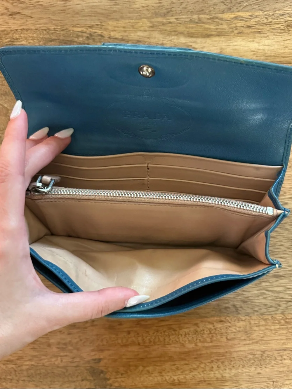 Prada Teal Blue Leather Women’s Wallet